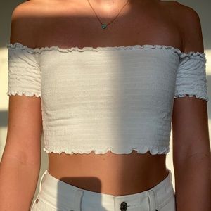 White Off the Shoulder Crop Top